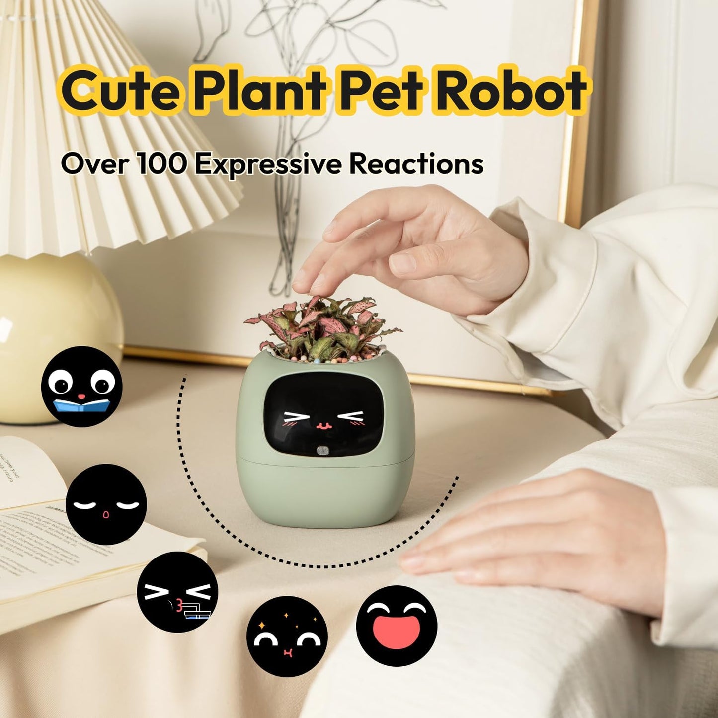 Ivy Interactive AI Desk Companion, Smart Plant Pet with 100+ Expressions, Cute Indoor Planter for Office Decor, Unique Gift for Plant Lovers & Coworkers(Violet)