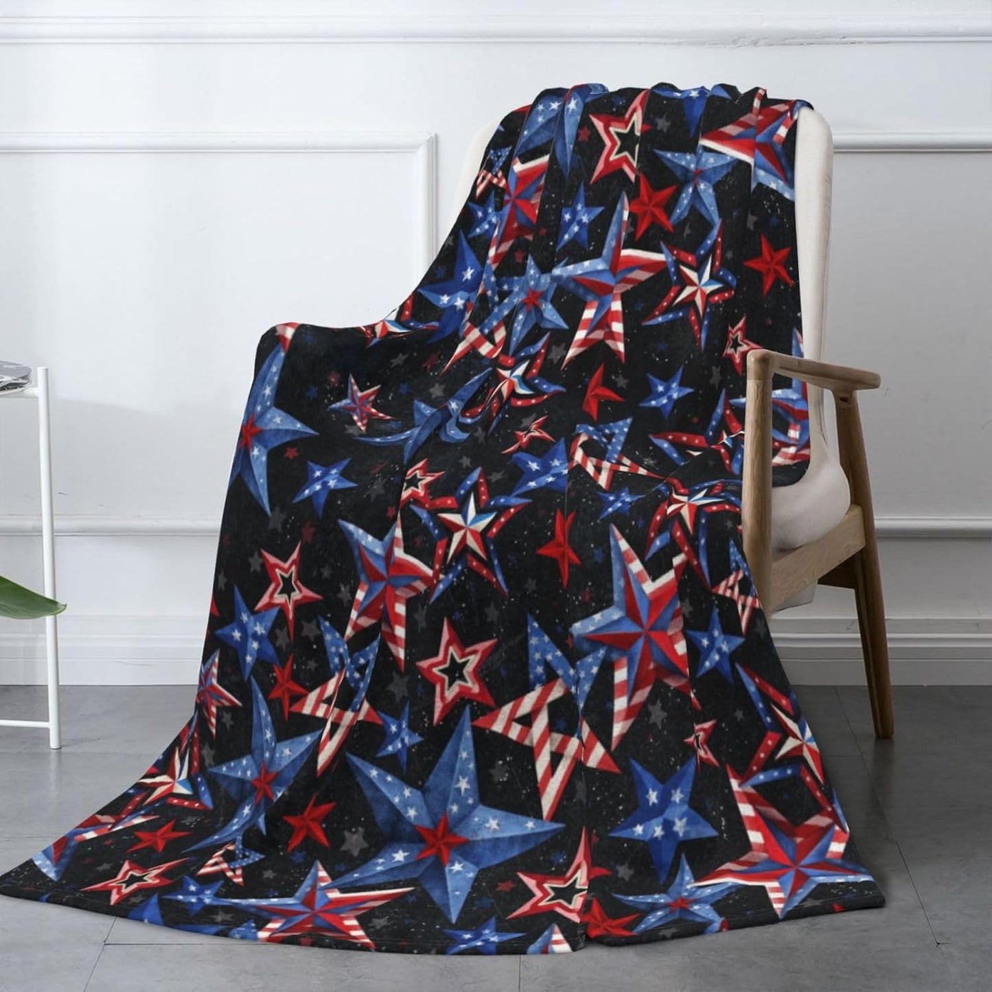American Patriotic Fuzzy Throw Blanket for Women Men Girls Boys Soft Cozy Fleece Blankets for Bedroom Living Rooms Sofa Couch 60"x50"