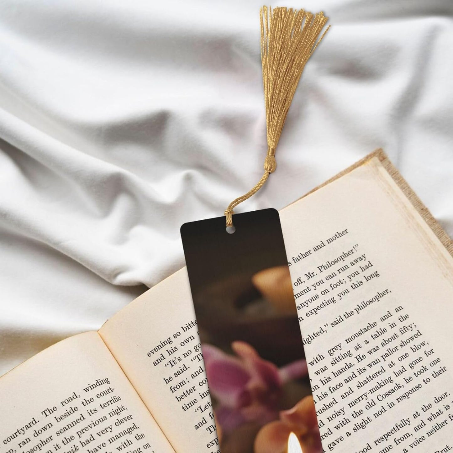 5 Pieces Wooden Bookmark for Men Women Spa Candles Book Markers Unique Handmade Bookmarks with Tassel Reading Markers for Book Lovers Craft Wood Bookmark for Teachers Birthday Gift