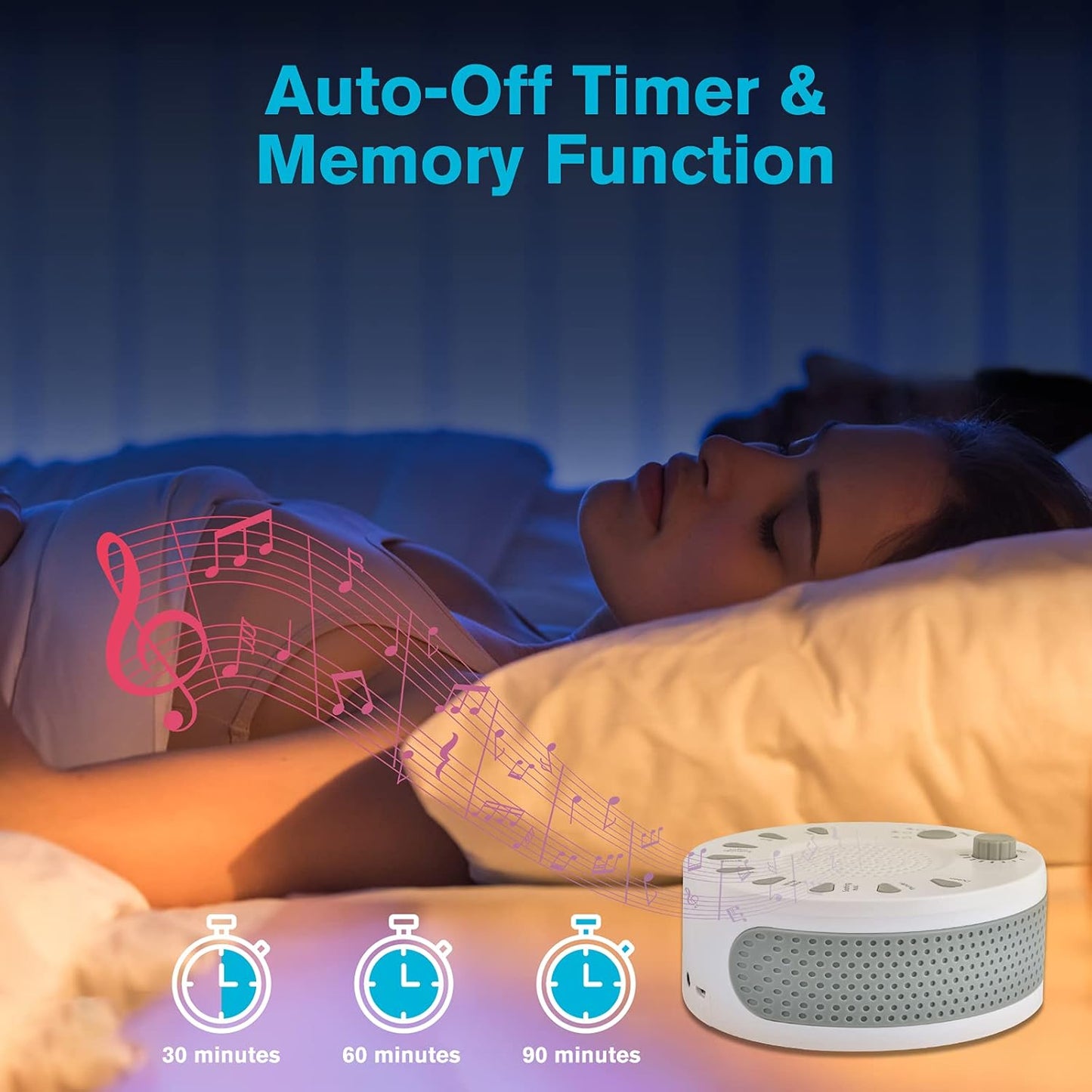 ORANGEHOME Portable White Noise Machine for Adults, Baby & Office Privacy - Sleep Sound Therapy with 9 Natural Soothing Sounds, 3 Timers, 32 Volume Levels, Battery Powered for Travel, Home, Nursery