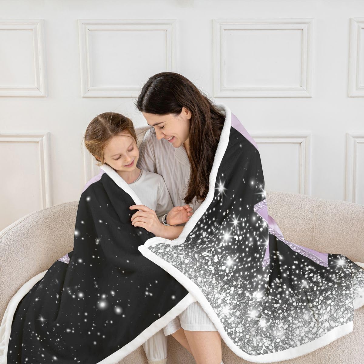 Feelyou Bow Throw Blanket Black Pink Soft Fleece Sherpa Cozy Fuzzy Plush Warm Glitter Fuzzy Plush Throw Pastel Baby 30"x40" Bow Knot Accent for Bed Couch Living Room