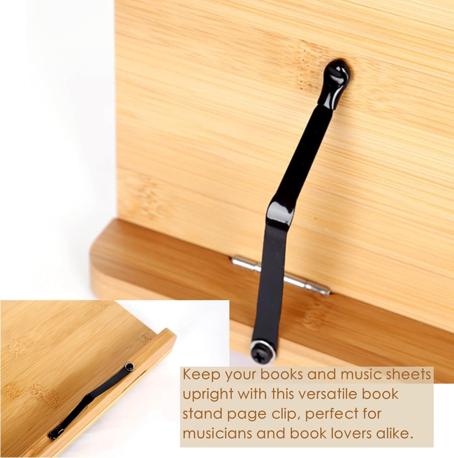 6 Pack Book Stand with Torsion Spring and Screws - Bamboo Tray Cookbook Music Book Frame Rest for Desktop