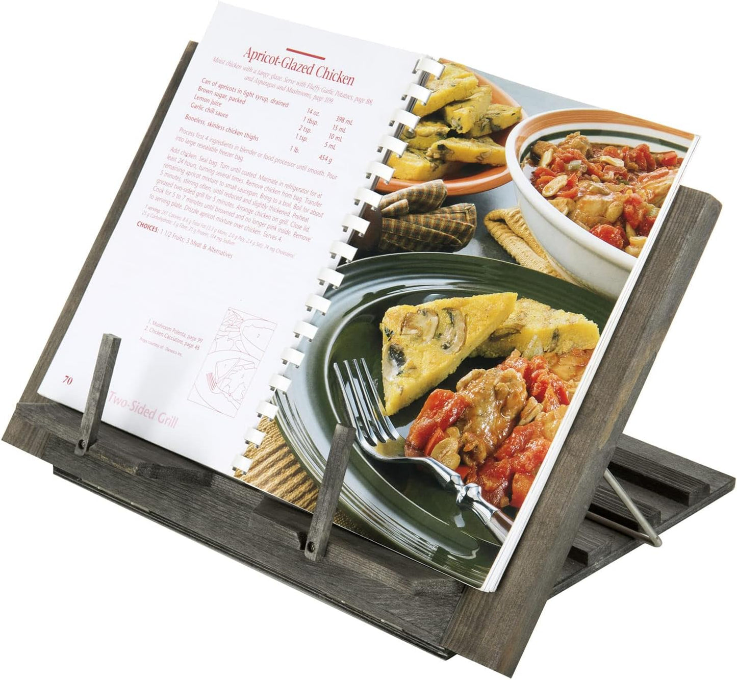 MyGift Rustic Gray Wood Cookbook Stand - Adjustable and Foldable Reading Book Recipe Binder & Tablet Holder