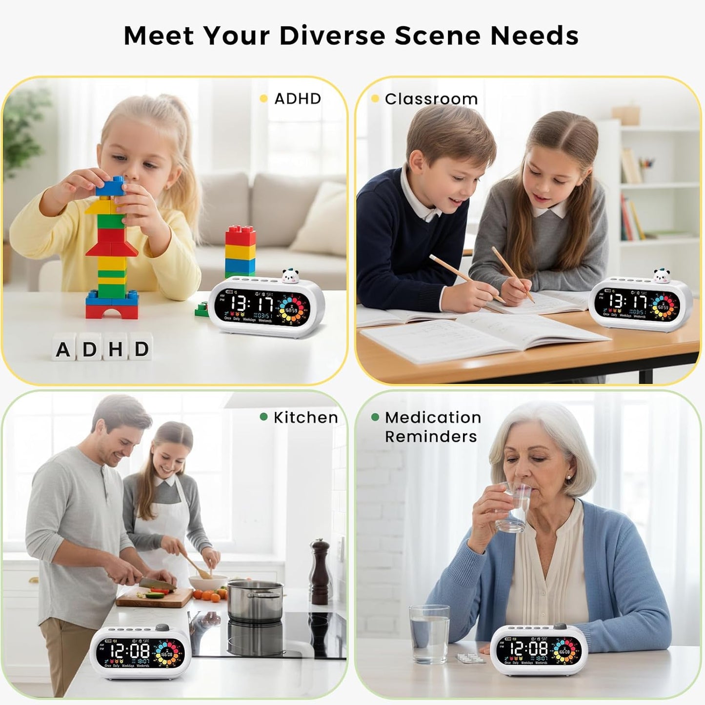 Mooking Alarm Clocks for Bedrooms, Digital Visual Timer for Kids, Rechargeable 199-Minute Silent Countdown Timers, Focus & Smoother Routines, Fitness Baking Studying Teaching