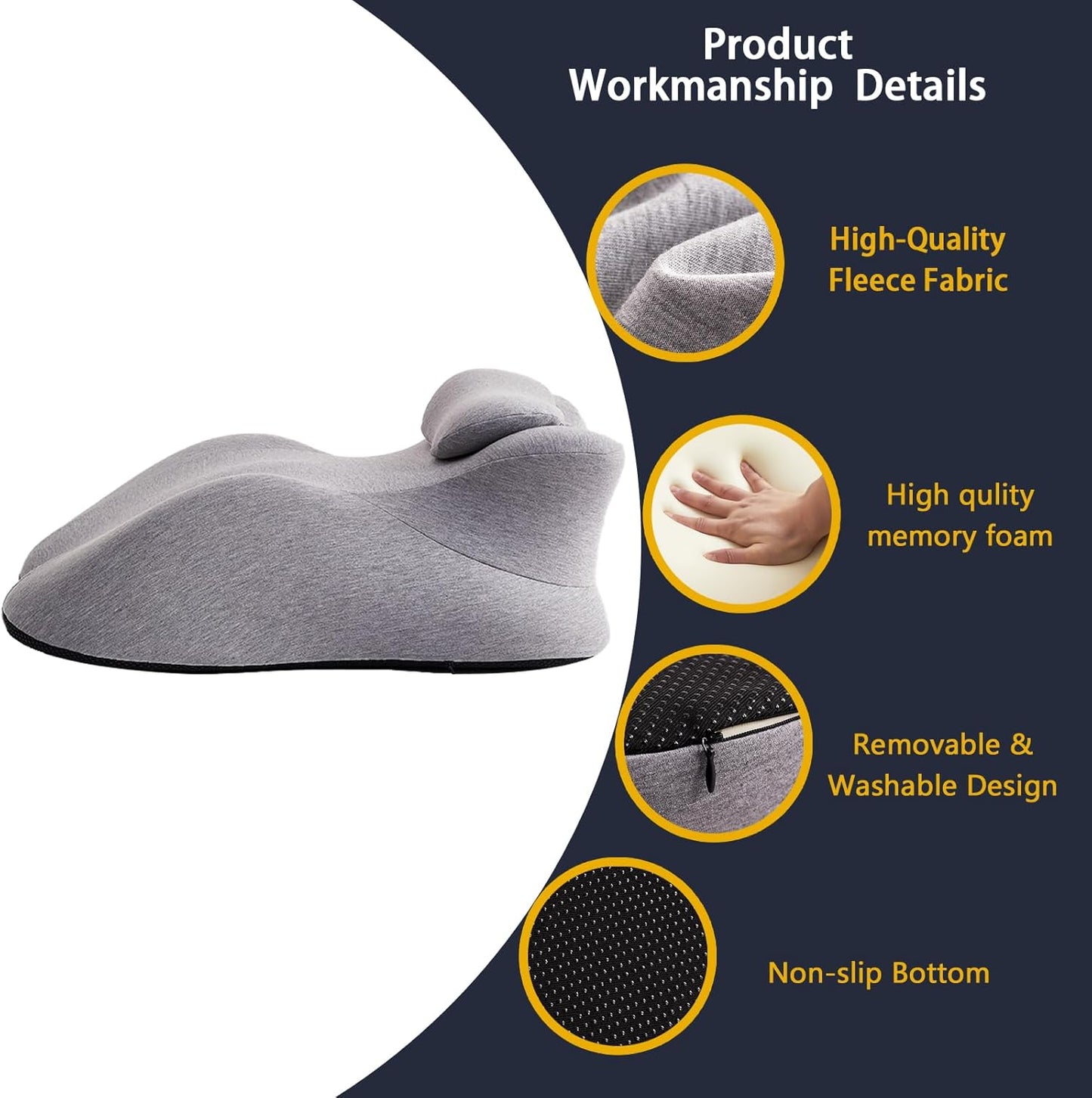 Memory Foam Ergonomic Wedge Pillow & Reading Pillow – Orthopedic Support for Neck, Back & Legs – Ideal for Sleeping, Elevating & Pressure Relief – Removable Washable Cover
