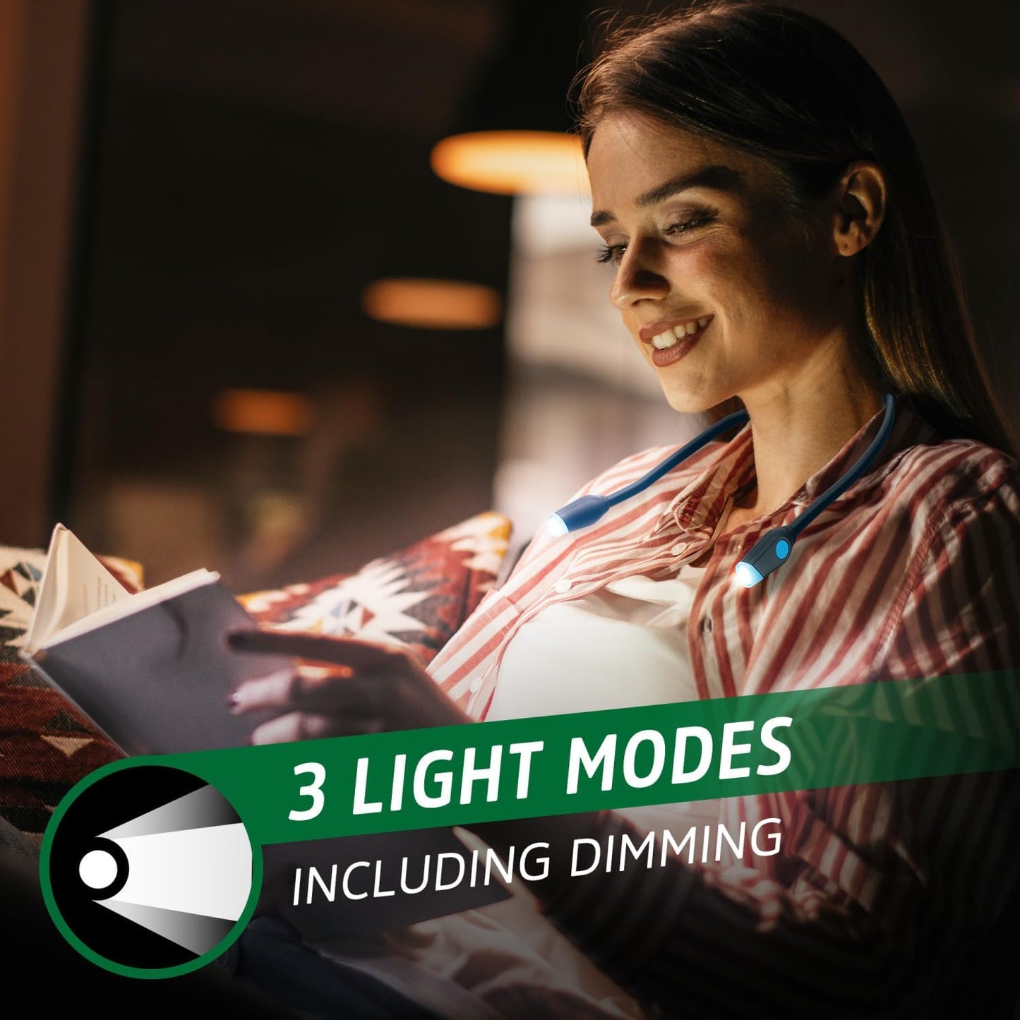 Energizer Rechargeable Neck Light, Portable LED Light for Reading and Hands-Free Uses, Neck Light with Adjustable Brightness, 100 Lumens, 5-Hour Runtime, Pack of 1