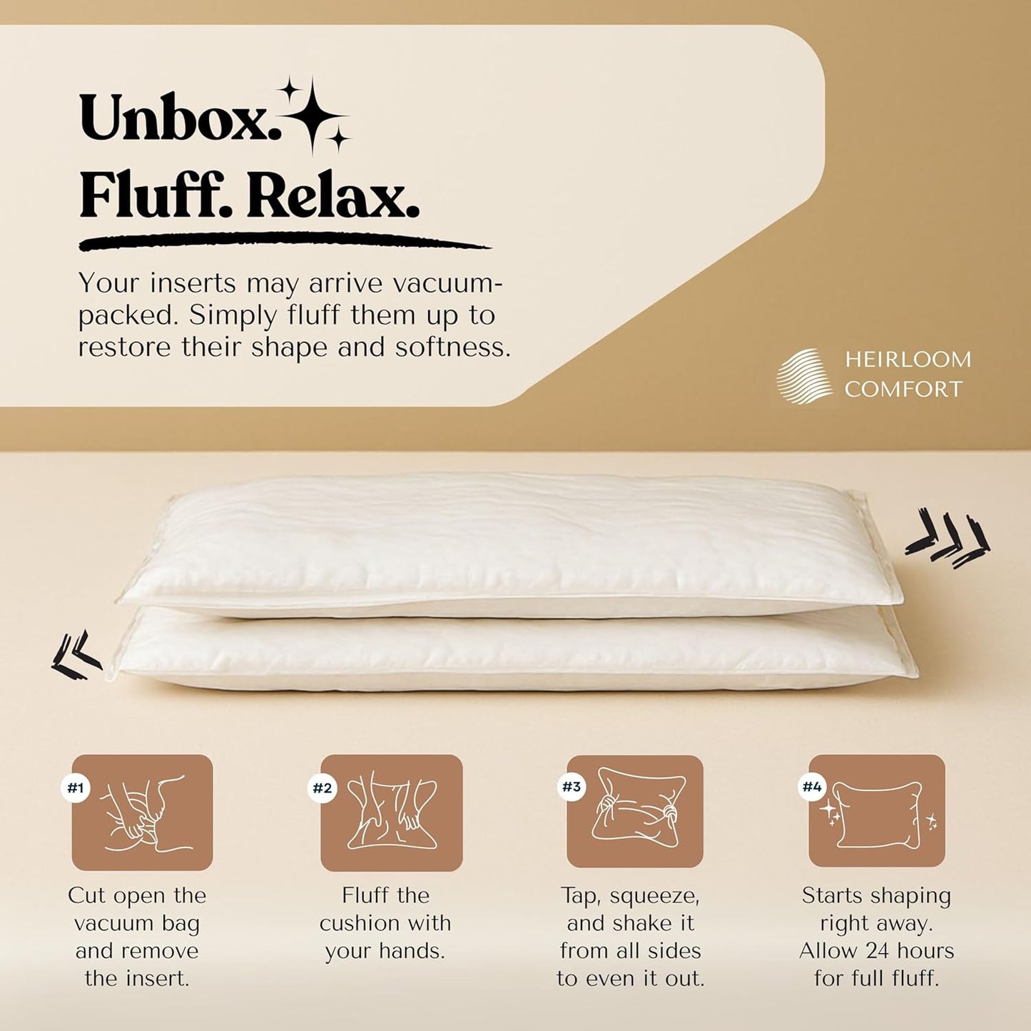 Lumbar Pillow Inserts (Pack of 2, 12"x20", White, Polyester) - Rectangular Throw Cushion for Lower Back Support, Office Chair, Sofa or Bed - Perfect for Back Support & Stylish Decor