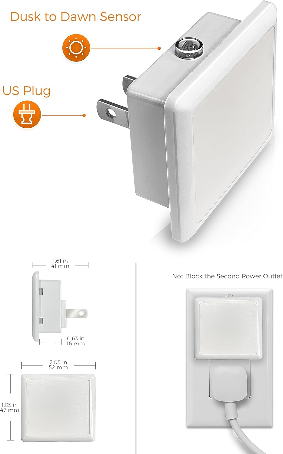 L LOHAS LED Night Lights Plug into Wall,[6-Pack] Plug in Night Light,Dusk to Dawn Sensor, 1800K Amber Light,0.3W Bright Nightlight Auto-On/Off for Adults Bedroom Bathroom Hallway Halloween