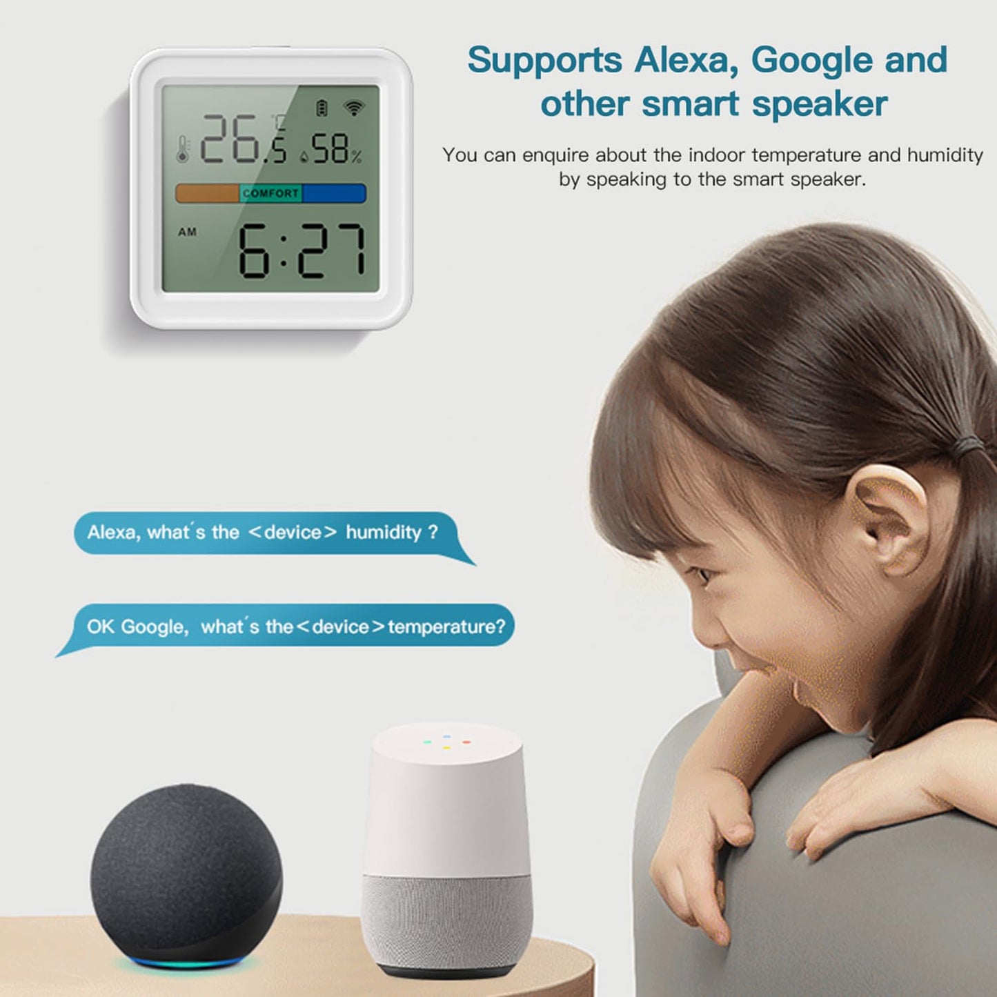 WiFi Thermometer Hygrometer: Smart Temperature Humidity Monitor with App Notification Alert, Free Data Storage Export, Accurate with Calibration, Backlight, Air Comfort Indicator, Battery Included