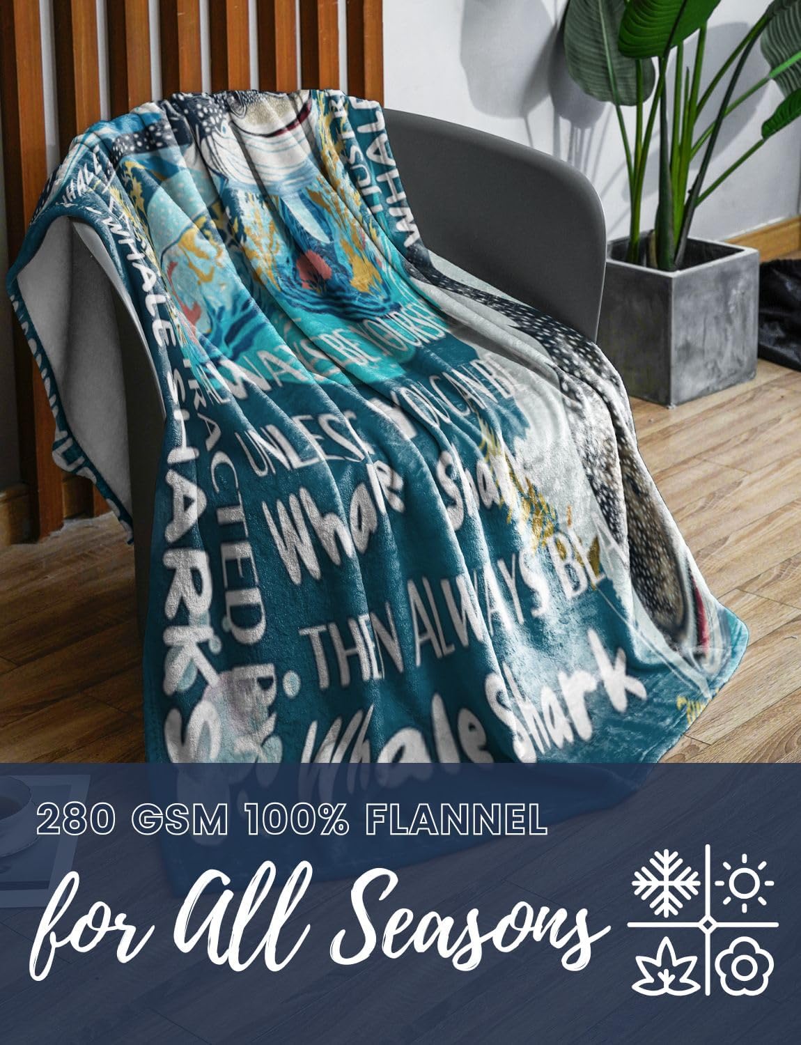 Whale Shark Blanket - Soft Throw 50"x65" - Gifts for Shark Lovers, Girls, Women, Besties - Whale Sharks Are My Spirit Animals