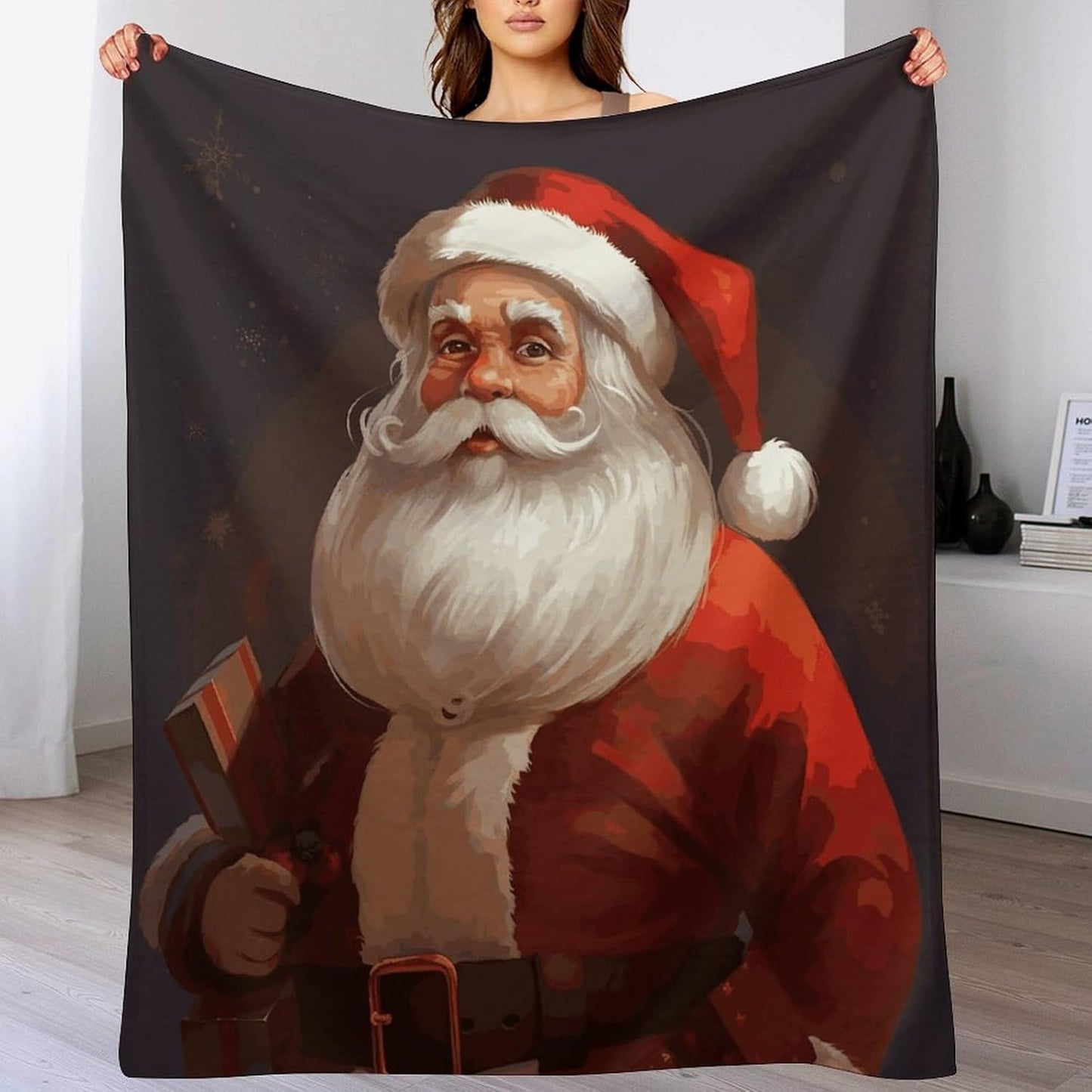 Santa Claus Blanket Super Soft Lightweight Throw Blanket Cute Cozy Warm Bed Blanket Decorative Fuzzy Blanket All-Season Home Decor Gift for Sofa Couch Living Room 50"*60"（130 * 150cm）