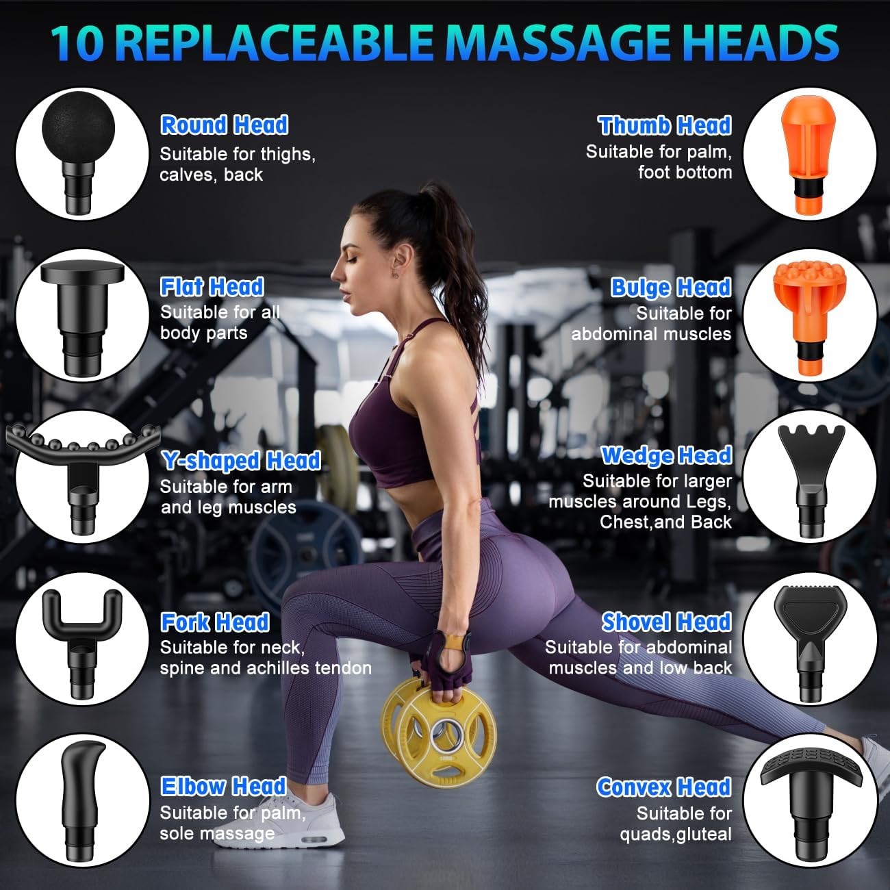 TOLOCO Massage Gun, Deep Tissue Back Massage for Athletes for Pain Relief, Percussion Massager with 10 Massages Heads & Silent Brushless Motor, Valentines Day Gifts for Him Her, Black