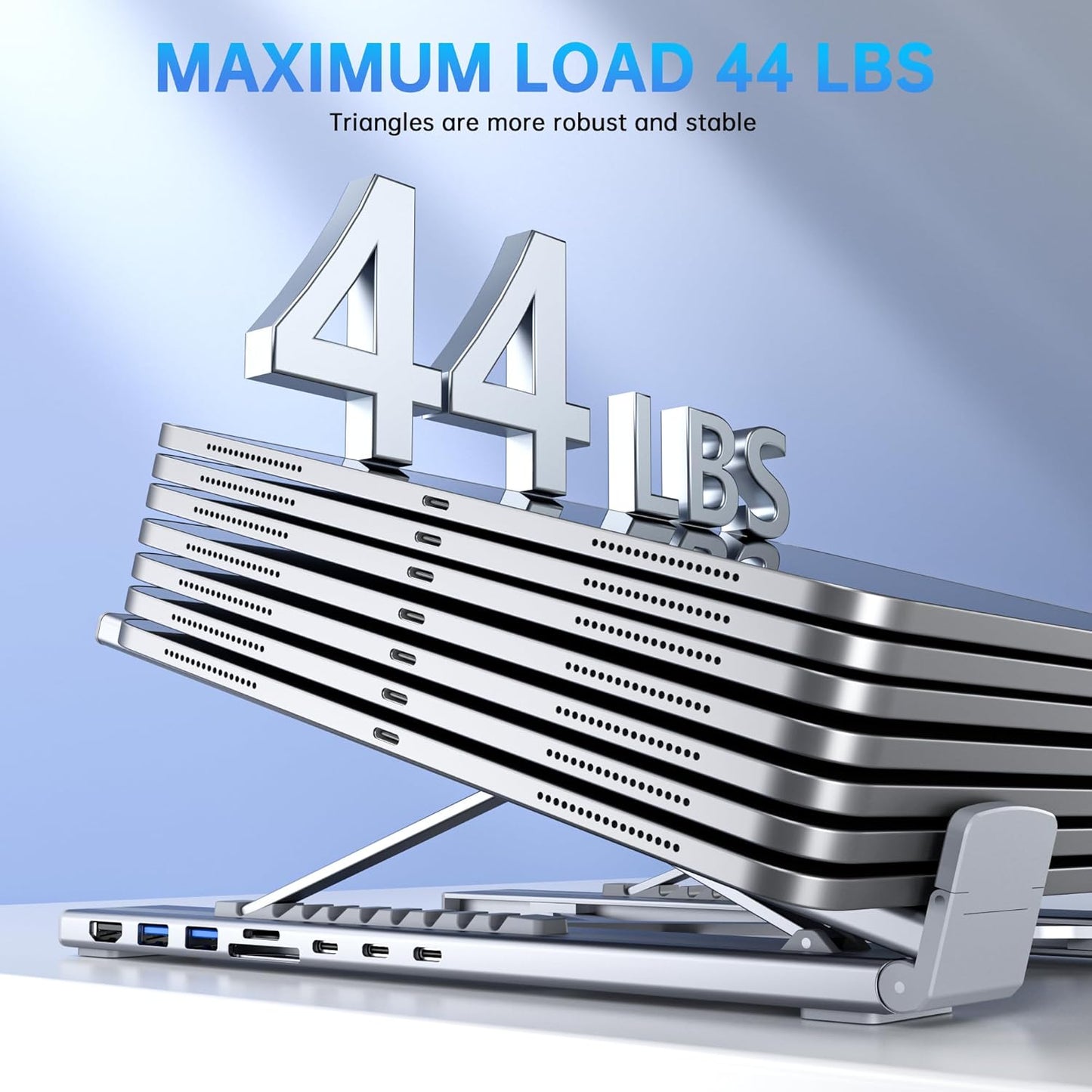 Laptop Docking Station Stand, 8 in 1 USB C Hub HDMI Portable Laptop Stand with USB Ports, USB C Multiport Adapter USBC Dock Station Computer Holder for MacBook Pro/Air, Dell, HP, Lenovo, ASUS