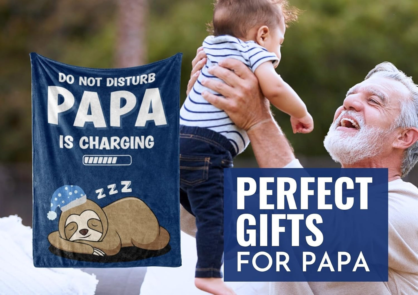 Papa Gifts from Grandkids, Grandchildren, Gifts for Grandpa, Throw Blanket for Grandfather, Presents from Granddaughters Grandsons for Father's Day, Birthday, Christmas - Charging (50 x 65 inches)