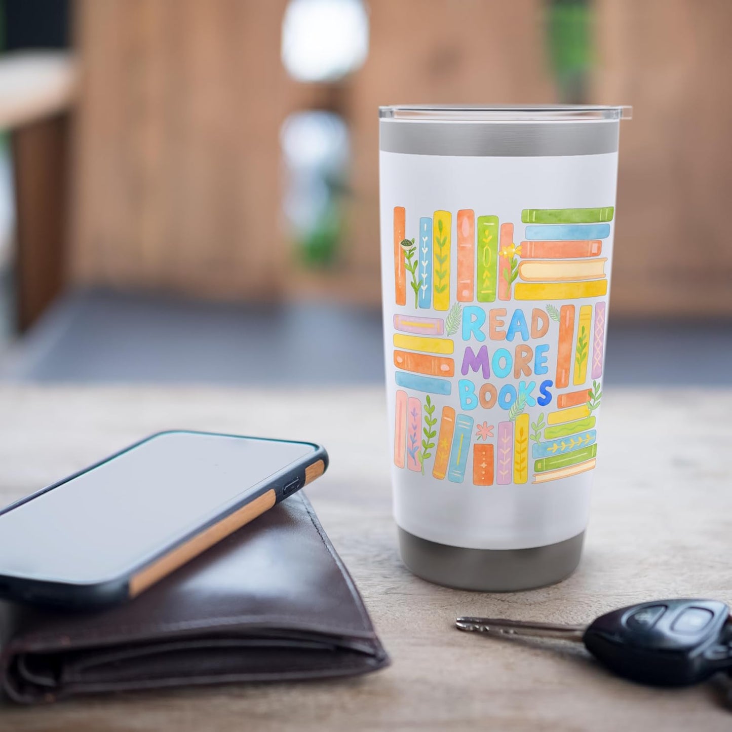 Read More Books | Colorful Watercolor Reader Design Stainless Steel Insulated Tumbler