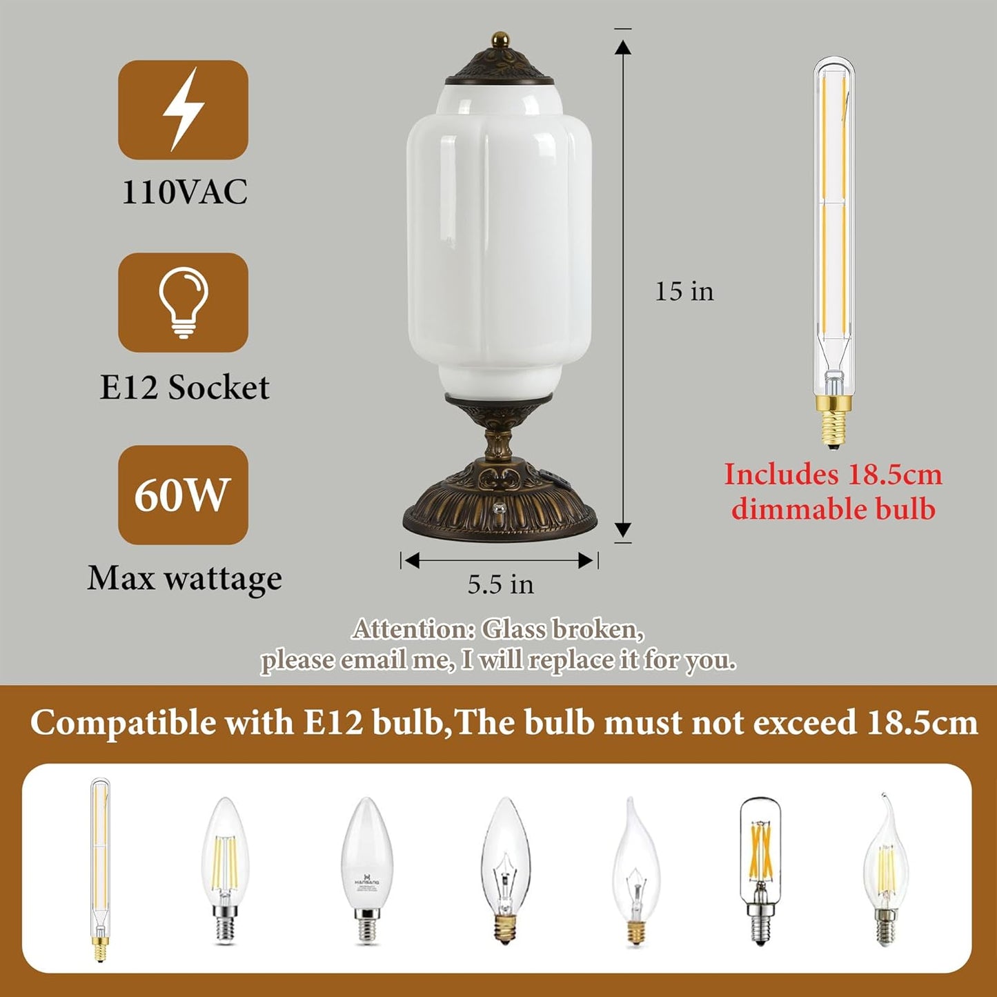 Vintage Milk Glass Table Lamp - 3 Way Dimmable Touch Control - White Bedside Lamps with USB C+A Charging Ports - Cute Art Deco Modern Living room End Table Lamp for Bedroom Nightstand Tabletop(Bulbx1)