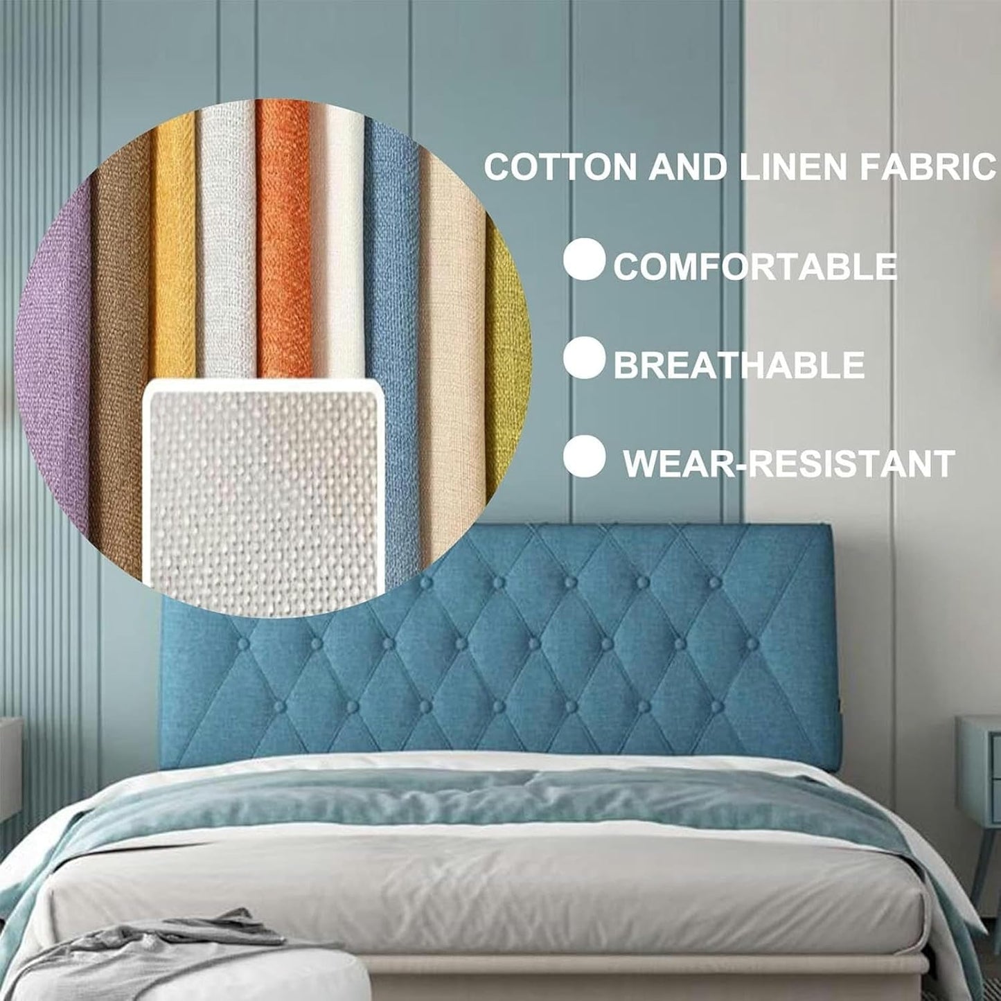 AMNOOL Bedside Cushion Bed Backrest Linen Headboard Cushion Support Reading Pillow Bolster for Twin Full Queen King Daybed Bed Bunk Bed Removable Washable-1-, Gray