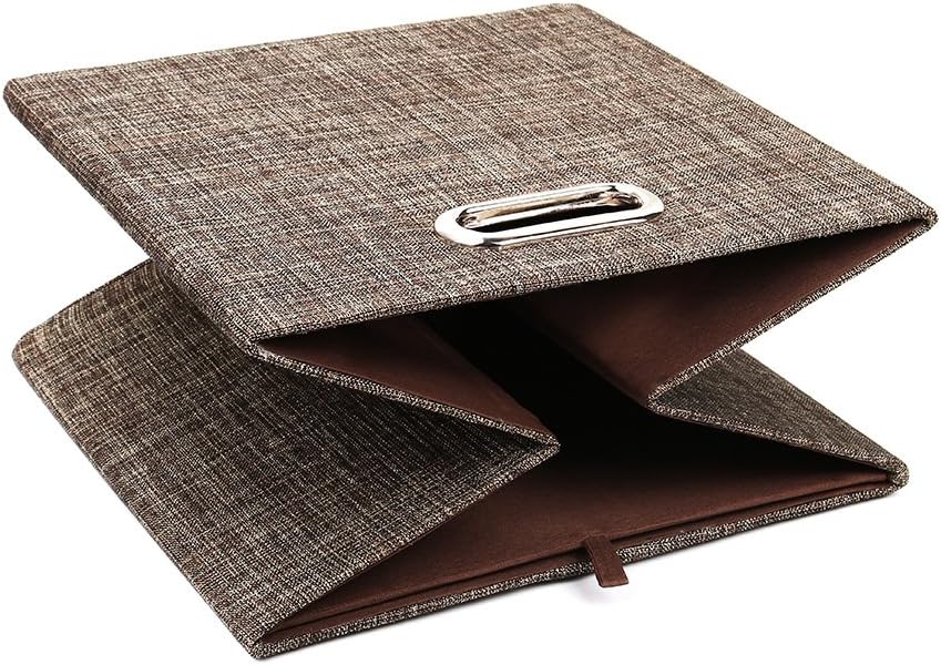 Posprica Storage Bins Cube Containers Boxes,Thick and Heavy Duty Fabric Drawers, 11×11 inch- Set of 4,Brown