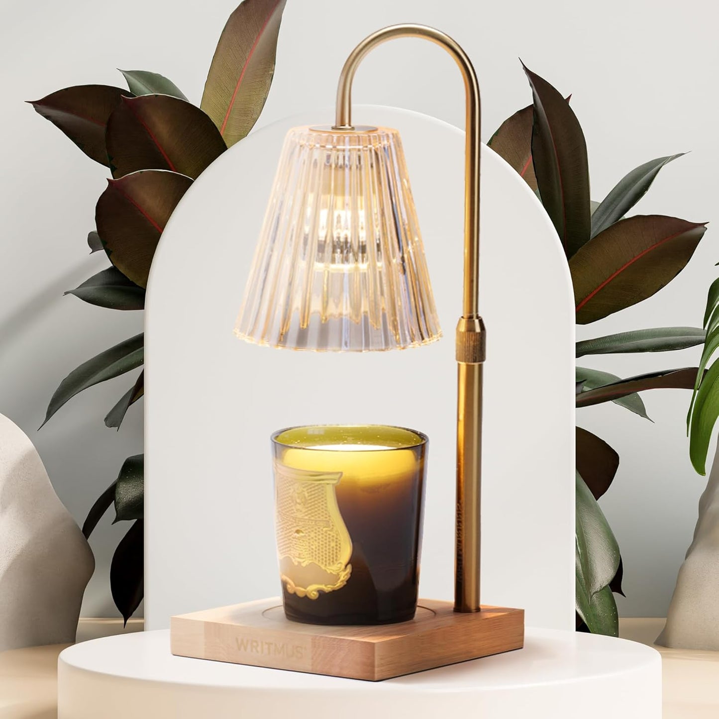 Candle Warmer Lamp with Dimmer & Timer- Wax Melt Warmer Fits All Candle Size - 2 Bulbs Included (Natural Wood)