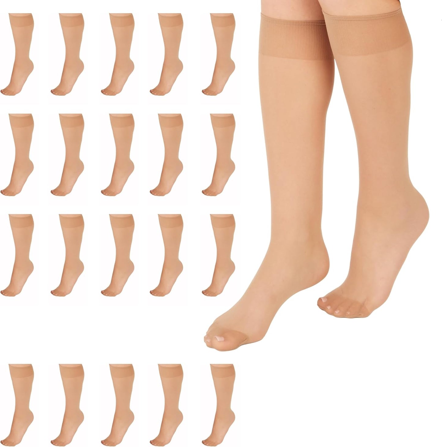 L'eggs Everyday Women's Knee High Stockings, Reinforced Toe, 100% Nylon, One Size