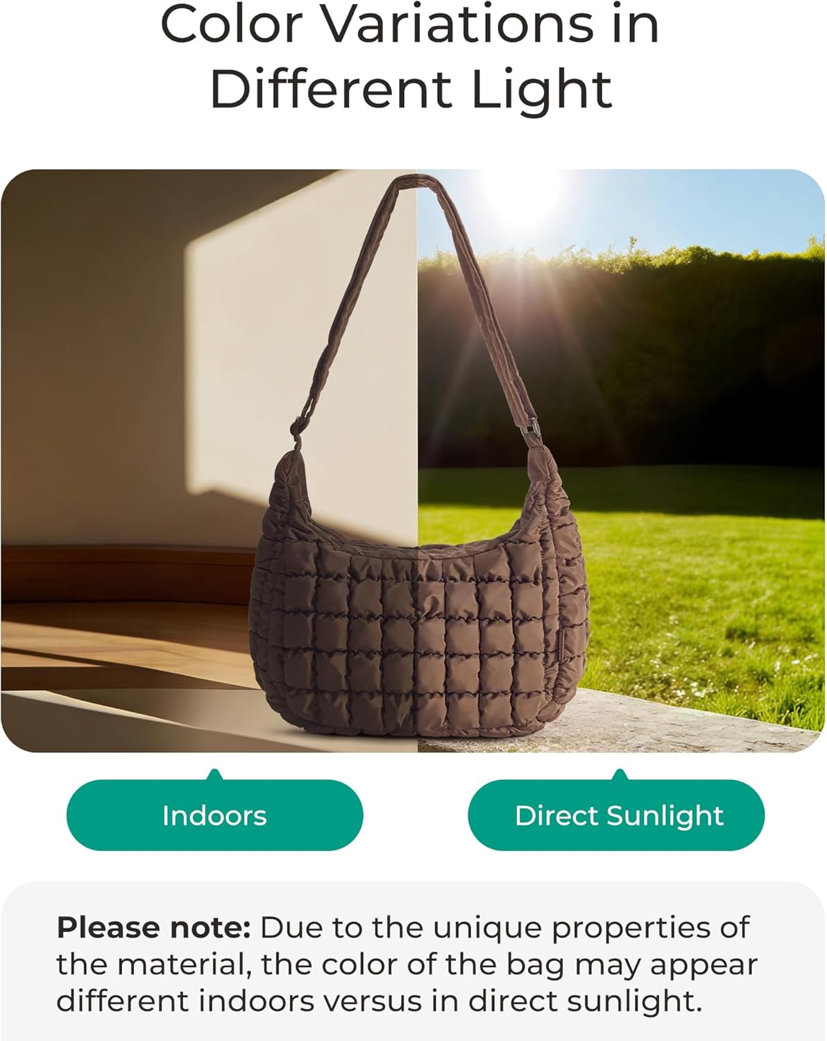 BAGSMART Crossbody Bags for Women, Quilted Puffy Purses for Women, Fluffy Travel Essentials Shoulder Hobo Bag | Compact Purse, w/ adjustable Strap, scratch-resistant, water-resistant, Daily use, travel, weekend getaways