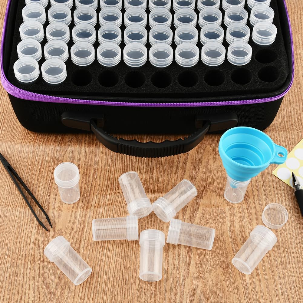 Seed Storage Organizer Box with 140 Slots and Plastic Bottles, Portable Garden Seed Vault Kit with Envelopes,Labels,Funnel,Tweezers, Lightproof EVA Storage Case for Home Gardening