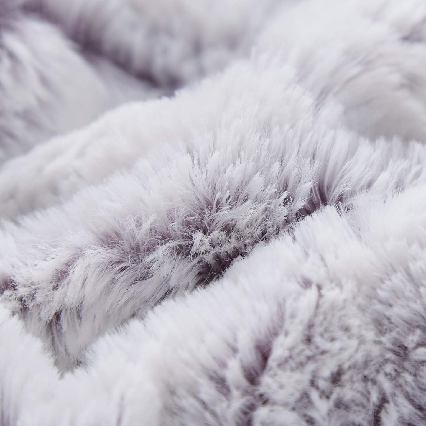 DaDa Bedding Luxury White Faux Fur Throw Blanket - Dreamy Milky Way Cloud Purple Undertone Embossed Sherpa Backside - Super Soft Warm Cozy Plush Fluffy - 50" x 60"