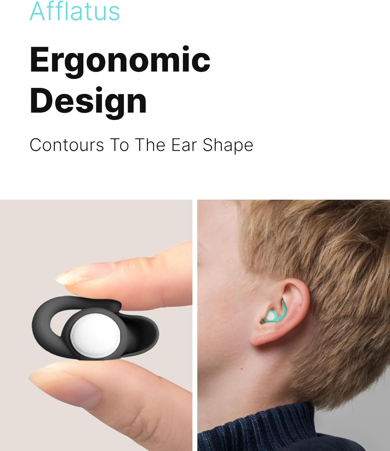 Afflatus Kids Ear Plugs for Sleeping and Small Ear Canls, Age 10-17, Comfort Earplugs for Small Ears, Sleep, Noise Reduction, Concerts, Reusable, Washable (Size S, Pairs*2)