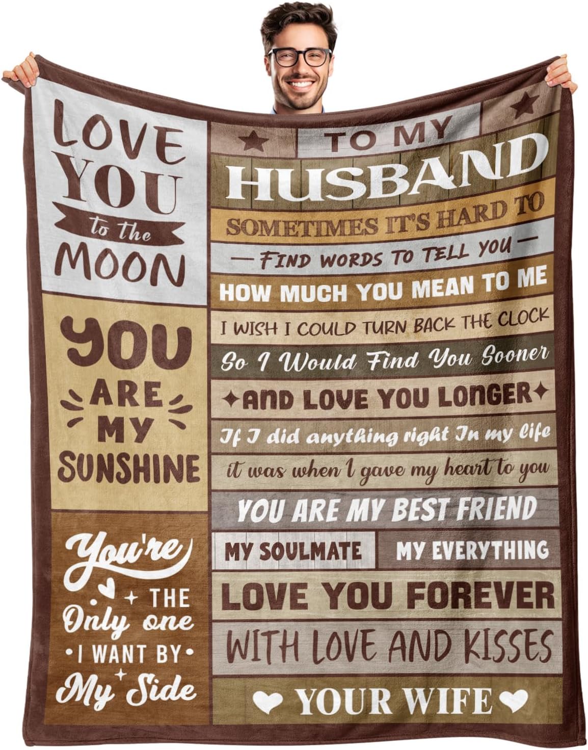 Gifts for Husband from Wife - Valentines Day Gifts for Him - Birthday Gift for Husband - Anniversary Wedding Gift for Men - Best Husband's Ever Present - to My Husbands Blanket 60"x80"