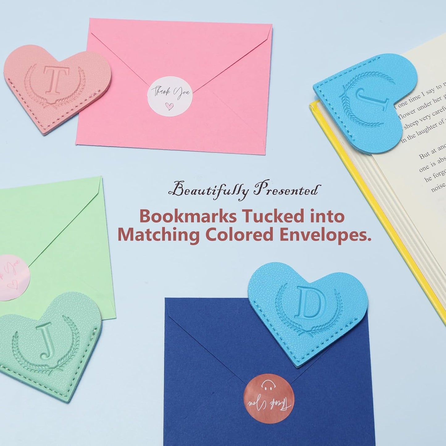 Personalized Leather Heart Bookmark with Initial,Cute 26 Letters Custom Corner Book Mark for Reading Women& Men,Teacher,Student,Book Lovers Gifts,Book Accessories(Pink,A)