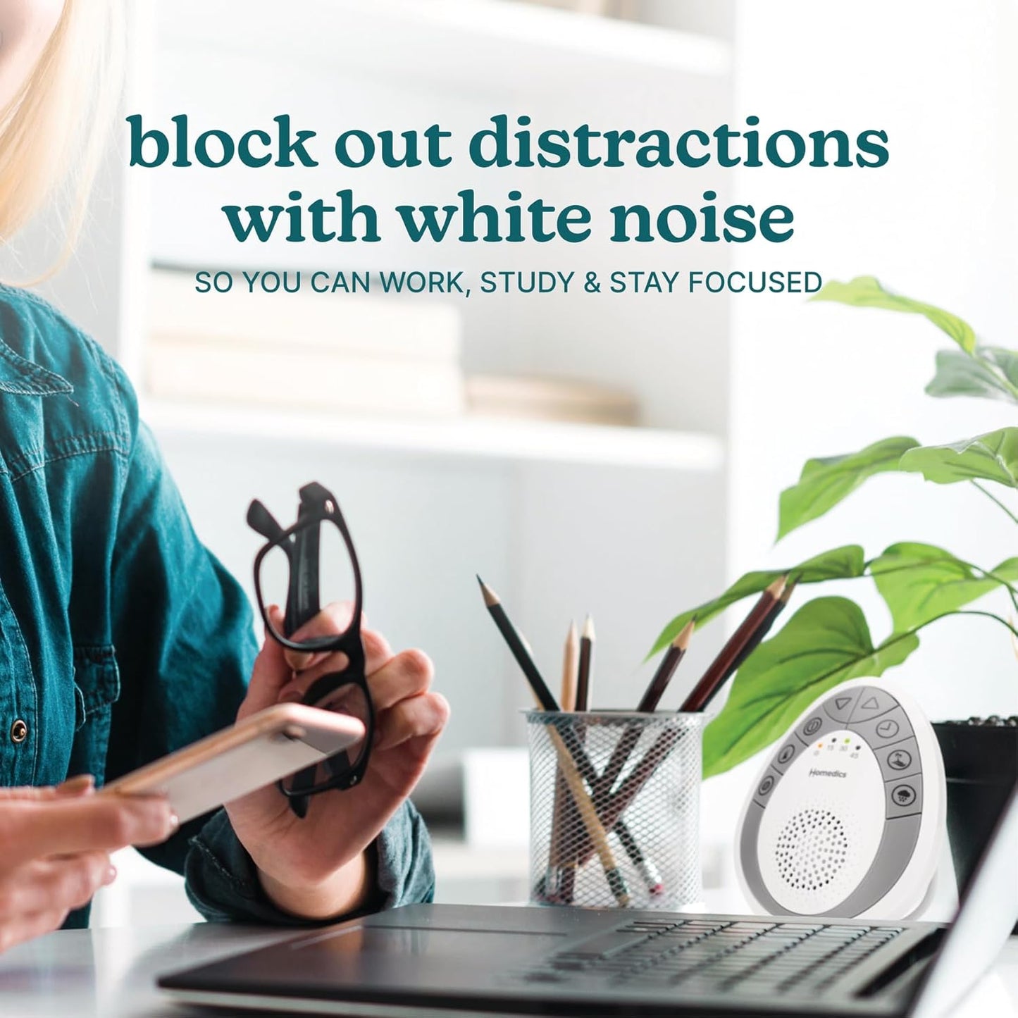 Homedics White Noise Sound Machine, Small Travel Sound Machine with 4 Relaxing Nature Sounds, Portable Sound Therapy for Home, Office, Nursery, Auto-Off Timer, by Homedics