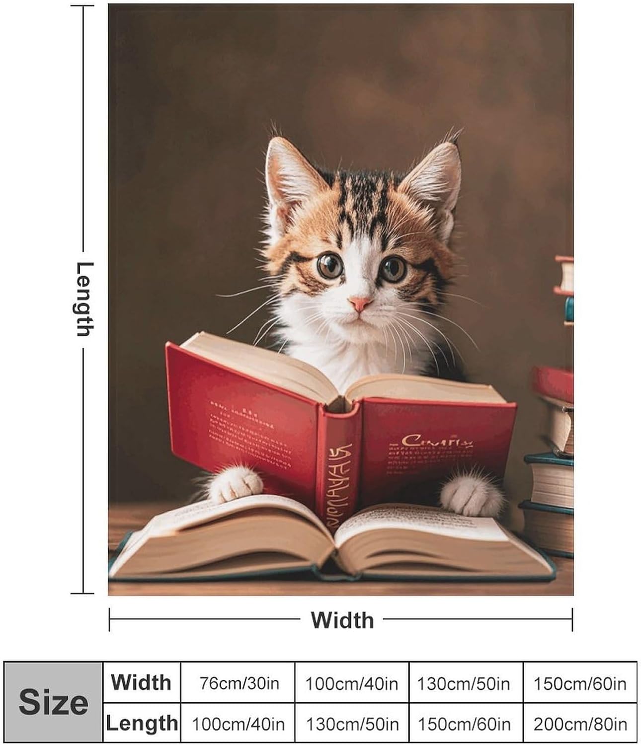 Custom Flannel Fleece Throw Blanket for Adults 60x80 Lightweight Kitten Reading A Book Bedtime Blanket Soft Warm Blankets for Bed Couch Sofa Camping Picnic Wedding Gift Winter Home Decora