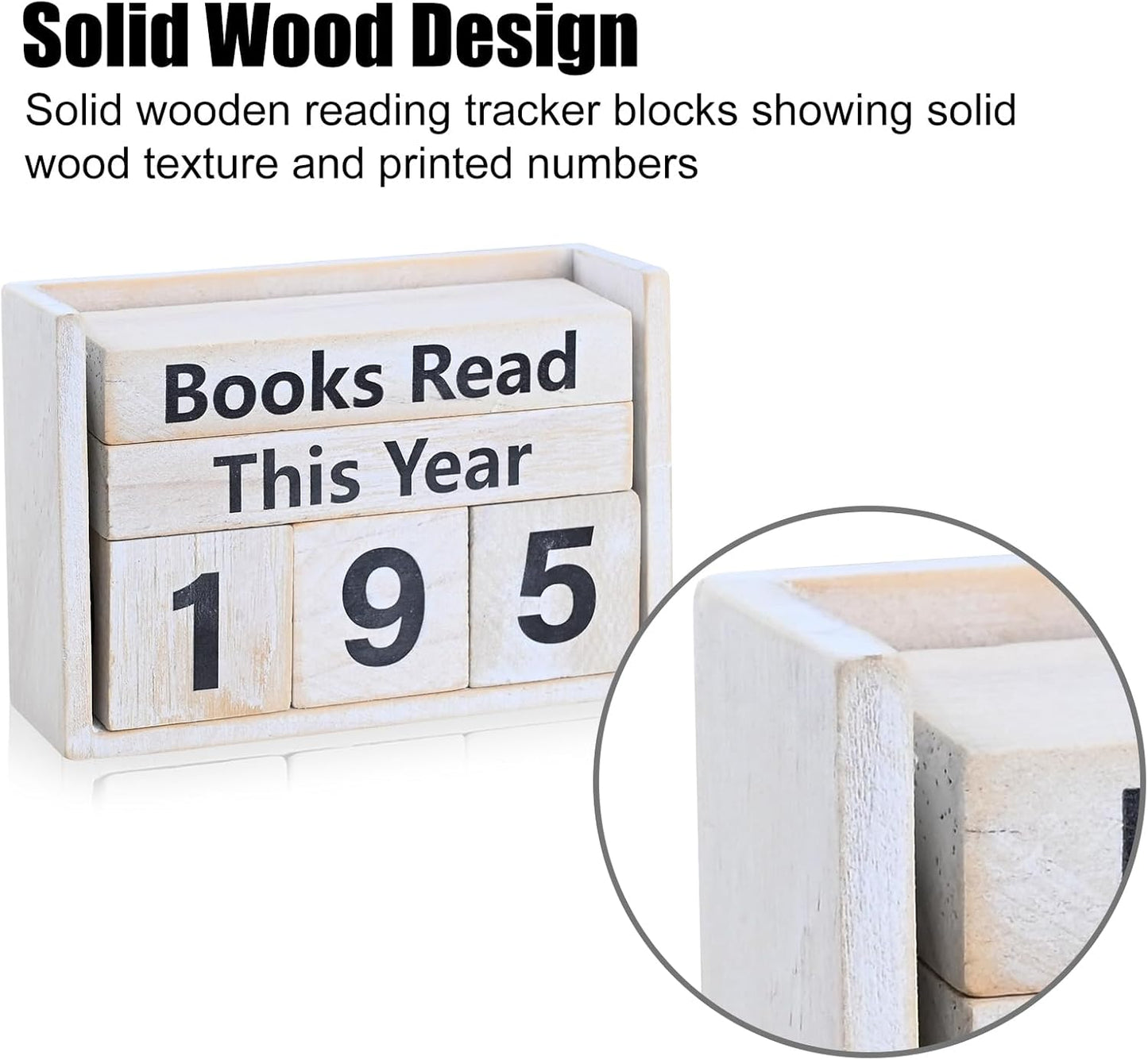 Books Read This Year Counter - Wooden Reading Tracker Block, Adjustable Book Count Display, Rustic Book Lover Decor for Bookshelf Desk Library Reading Goals Gift (Vintage)