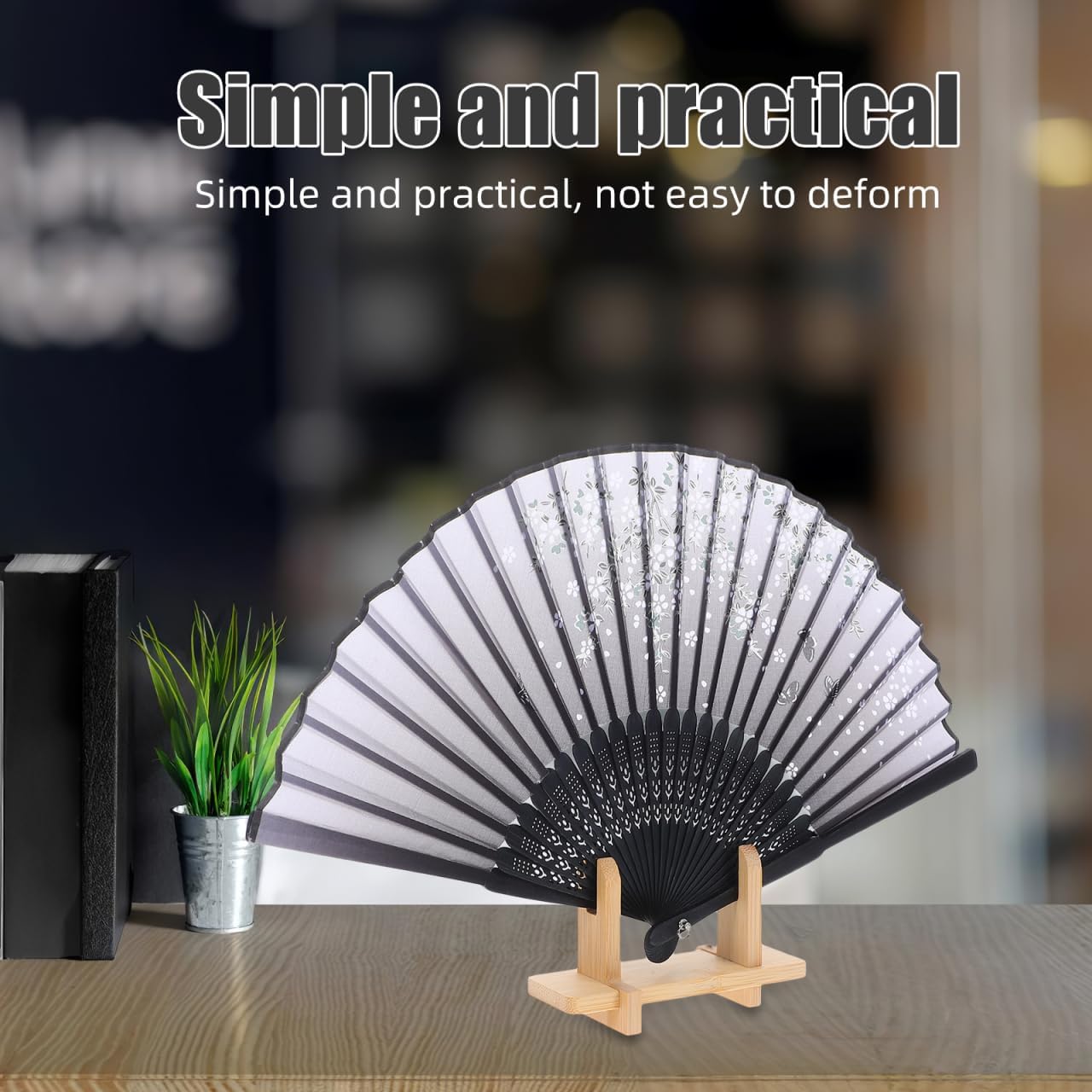 Cabilock 3Pcs Japanese Fan Stand, Bamboo Folding Hand Fan Display Holder, Traditional Oriental Sensu Base Rack, Wooden Easel Stand for Home Decor Collectibles