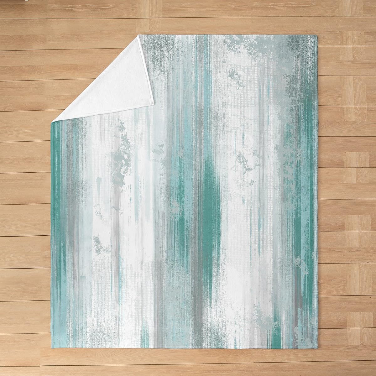 Feelyou Abstract Plush Throw Blanket Modern Abstract Art Flannel Blanket Twin 60"x80" Turquoise Gray White All Season Turquoise for Couch Bed Sofa Bedroom Decor