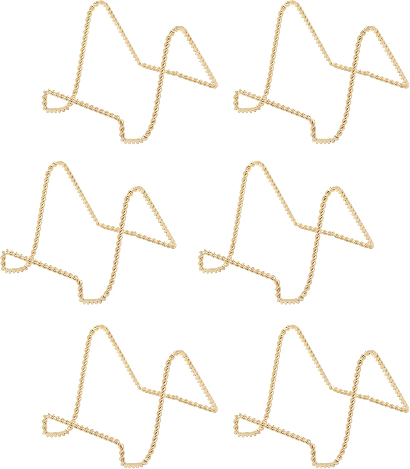 Creative Hobbies Brass Twisted Wire Easels - 3 Inch Gold Plate Stands for Display, Picture Frames, Decorative Plates, and Collectibles | 6 Pack