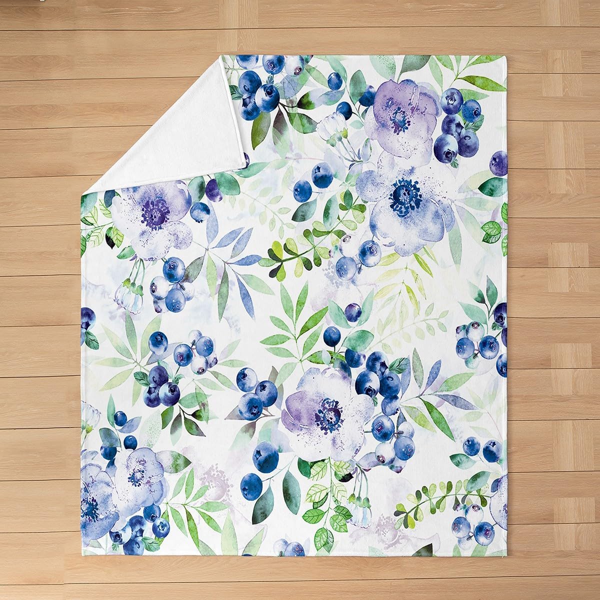 Feelyou Blueberries Flannel Fleece Throw Blanket Baby 30"x40" Kids Fresh Fruits Plush Blanket for Boys Girls Teens Botanical Flowers Fuzzy Blanket Tropical Fruit Print All Season Bed Blanket