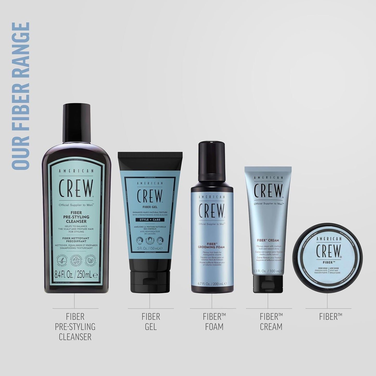 American Crew Men's Fiber Cream, Like Hair Gel with Medium Hold & Natural Shine, 3.3 Fl Oz