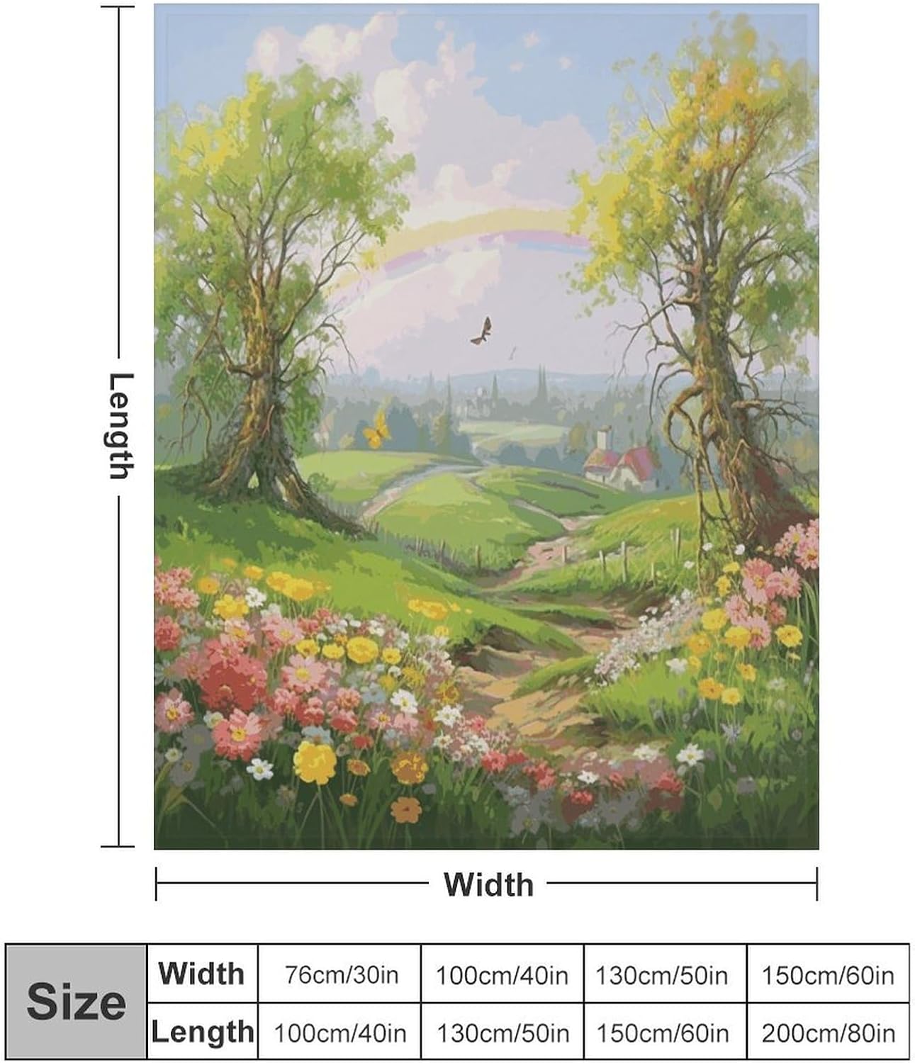 Spring Landscape Blanket Super Soft Lightweight Throw Blanket Cute Cozy Warm Bed Blanket Decorative Fuzzy Blanket All-Season Home Decor Gift for Sofa Couch Living Room 40"*50" （100 * 130cm）
