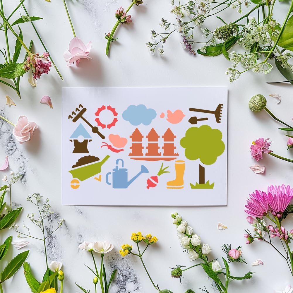 UNICRAFTALE Retro Metal Stencils for Wood Burning Stainless Steel Reusable Template Garden Stencils for Engraving Painting Embossing Journaling Bookmark DIY