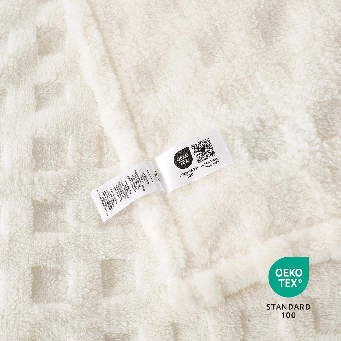 Cozy Bliss Ultrasoft Waffle Throw Blanket, Fluffy Cute Plush Blanket for Couch, Bed, Modern Home Accent, Portable for Picnic or Outdoor, Ivory, 66"x90"