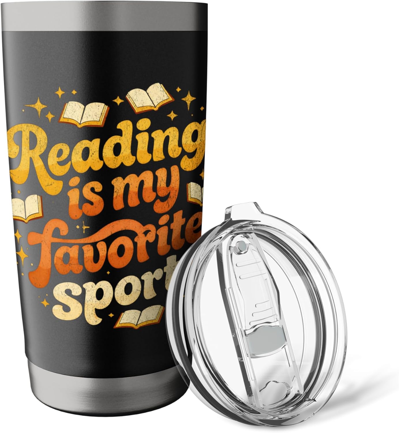 Reading is My Favorite Sport Retro 70s Book Lover Librarian Stainless Steel Insulated Tumbler