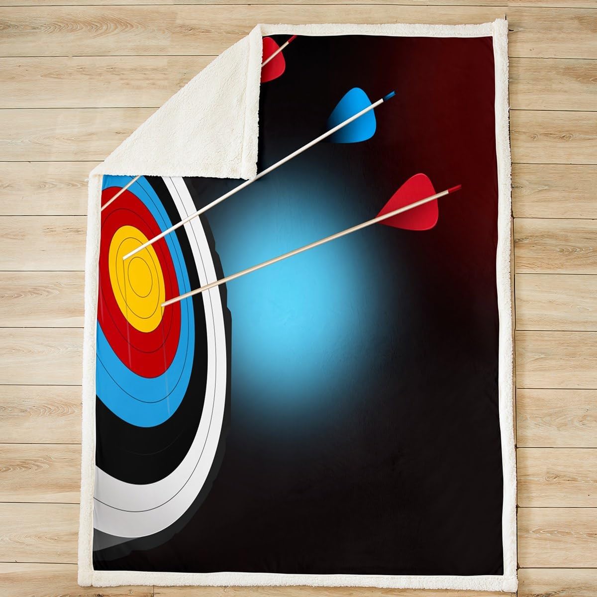 Archery Target Pattern Flannel Fleece Blanket Soft Lightweight Throw Blanket for Couch Sofa Red Blue Arrow Decor Bed Throws for Kids Girls Boys Teens, Throw Size (50 x 60 Inches)