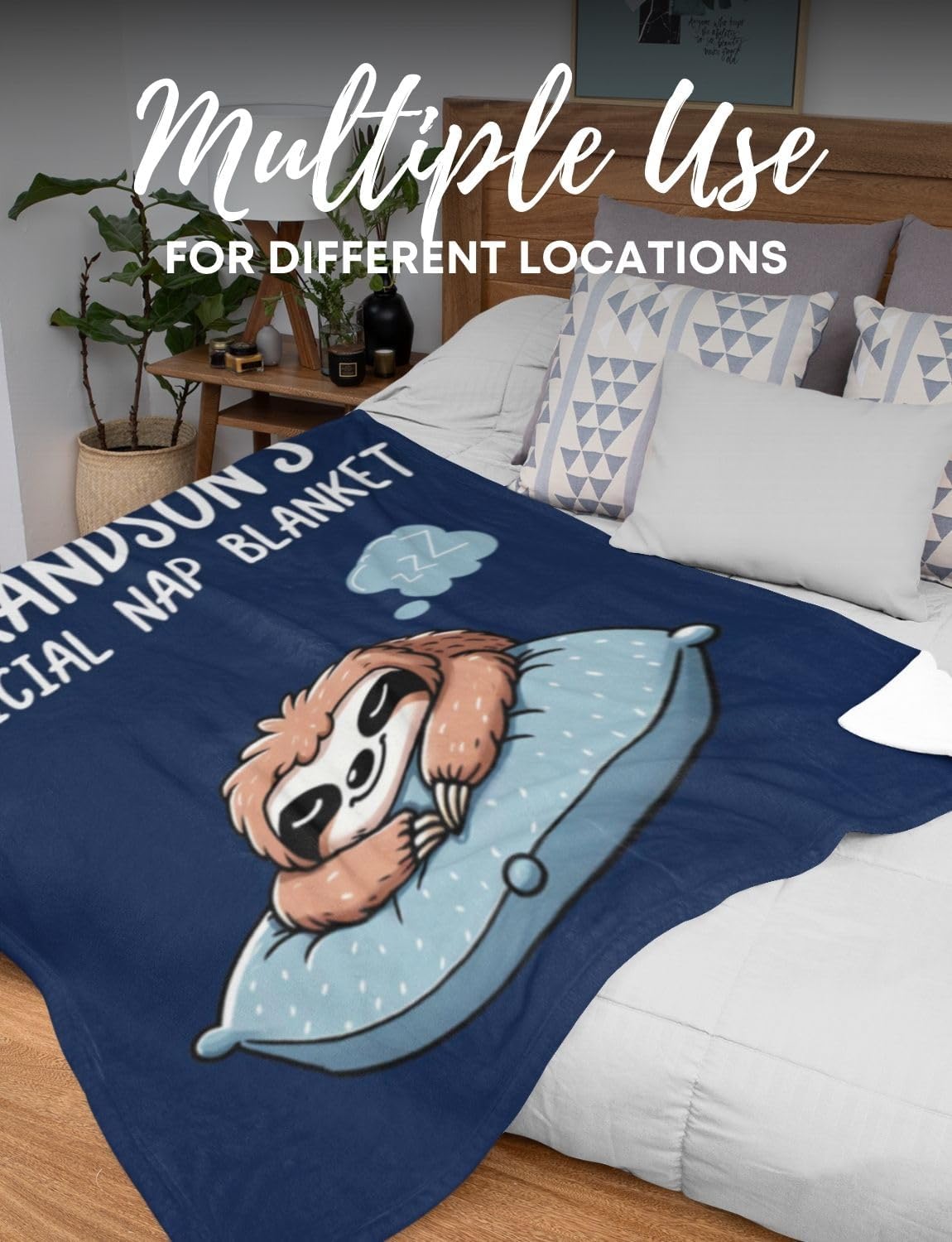 Grandson Gifts Throw Blanket, Grandkids Flannel Plush Bed Blankets, Perfect for Grandson for Birthday & Christmas - Sloth, 60"x 80"