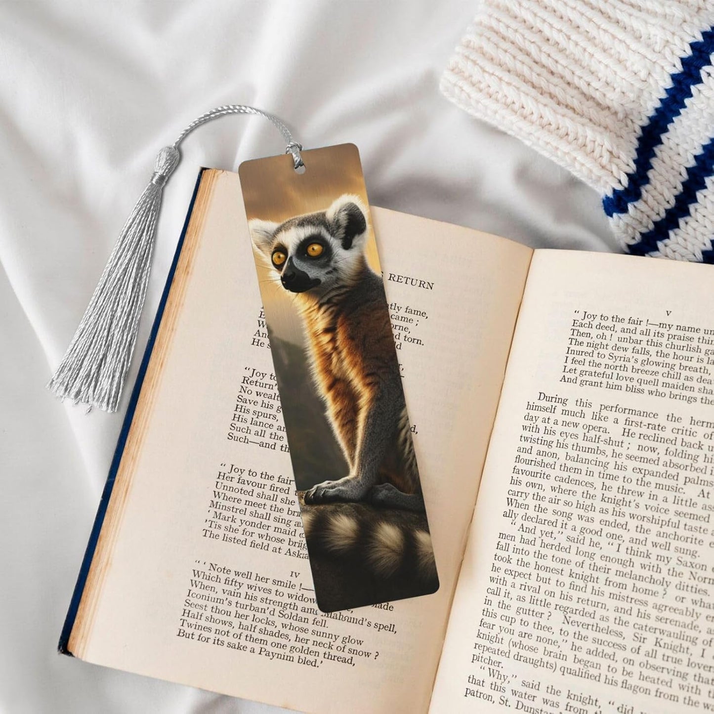 Monkey on Mountain Bookmarks Gifts for Women Men, Wooden Bookmarks for Book Lovers, Vintage Book Marks Ornaments with Tassel, Unique Personalized Reading Page Markers Gray