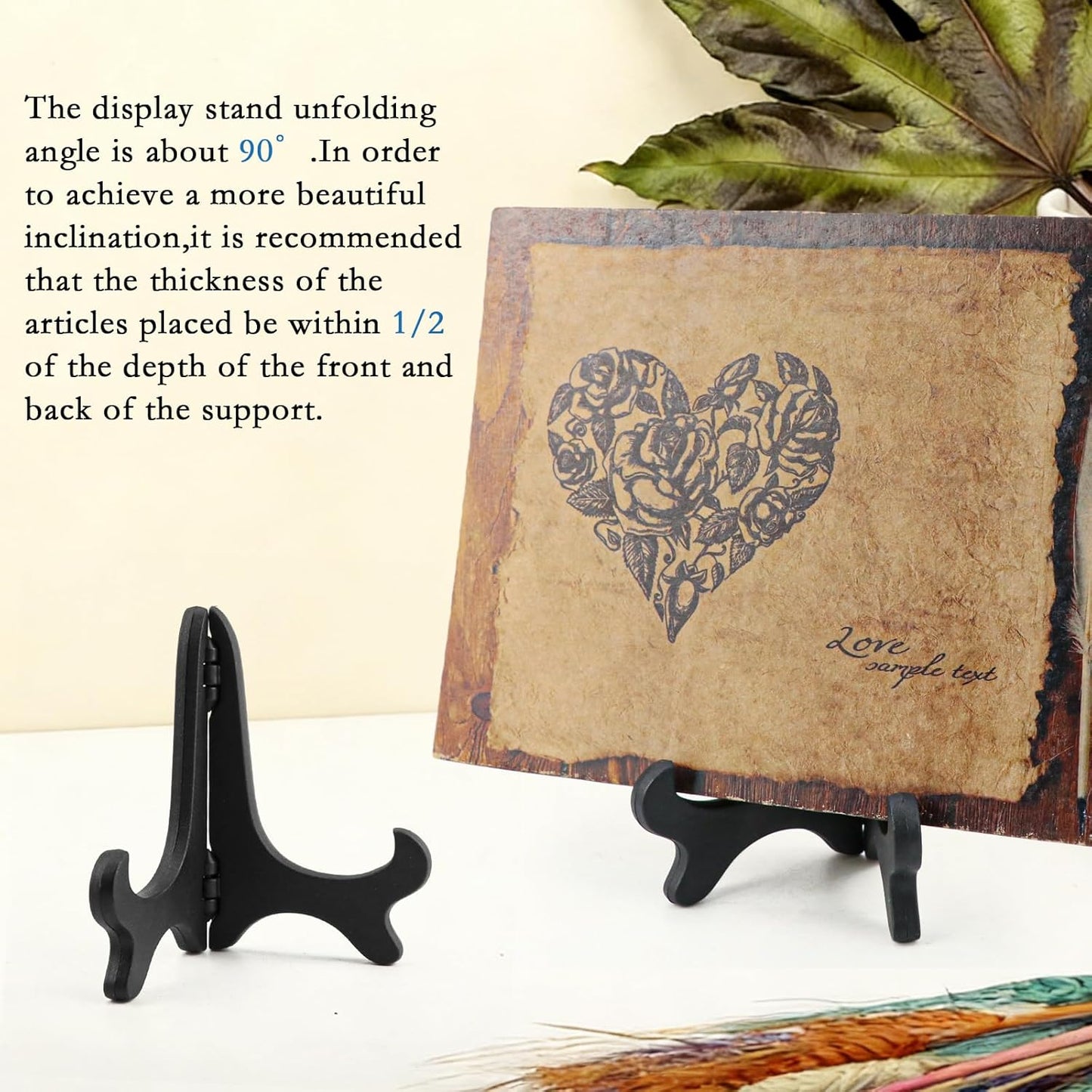 4PCS 4" Easel Plate Stand, Wood-Like Plastic Display Stand Holder Folding Displays Stand for Decorative Picture Frame Book Dish Artwork