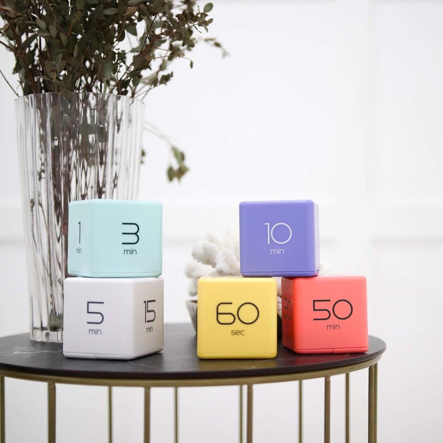 mooas Cube Timer (White), Timers Cube Flip Block Timers Productivity Gravity Sensor Time Management for Kids ADHD Classroom Kitchen Desk Workout Cooking Study 5, 15, 30, 60 min Timer Setting