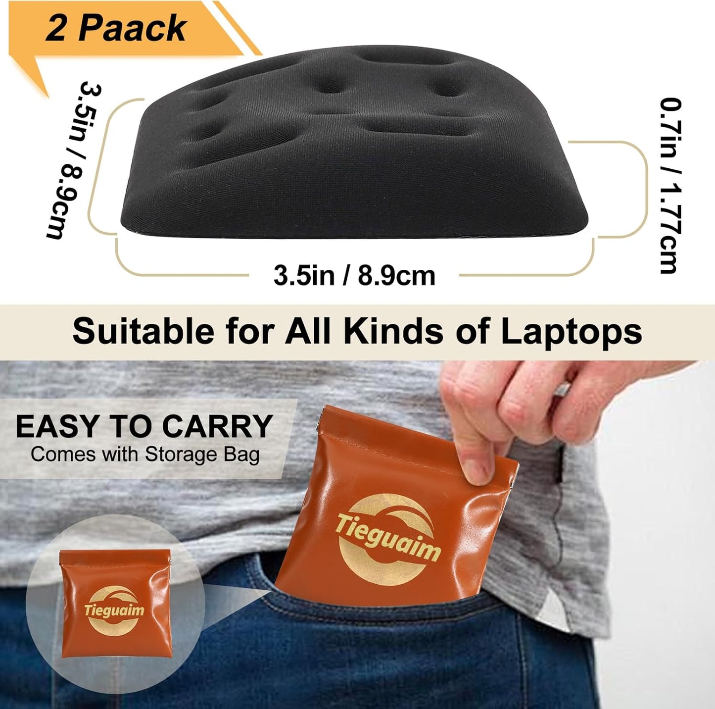 Ergonomic Wrist Rest for Laptop, Upgraded Laptop Wrist Support Pad for Computer Keyboard, Relieve Wrist Pain and Carpal Tunnel (Black)