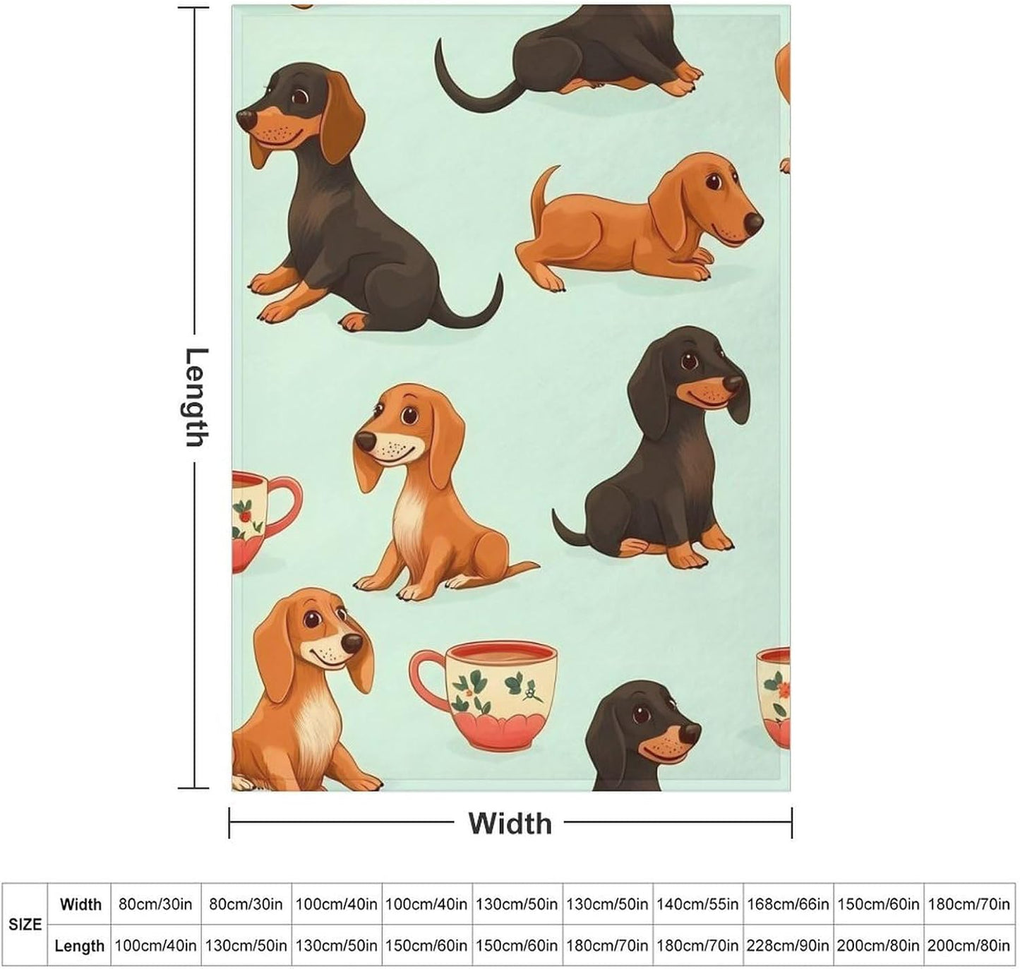 Cute Coffee Dachshund Throw Blanket for Couch Bed Plush Cozy Fuzzy Flannel Blanket for All Season 55"x70"