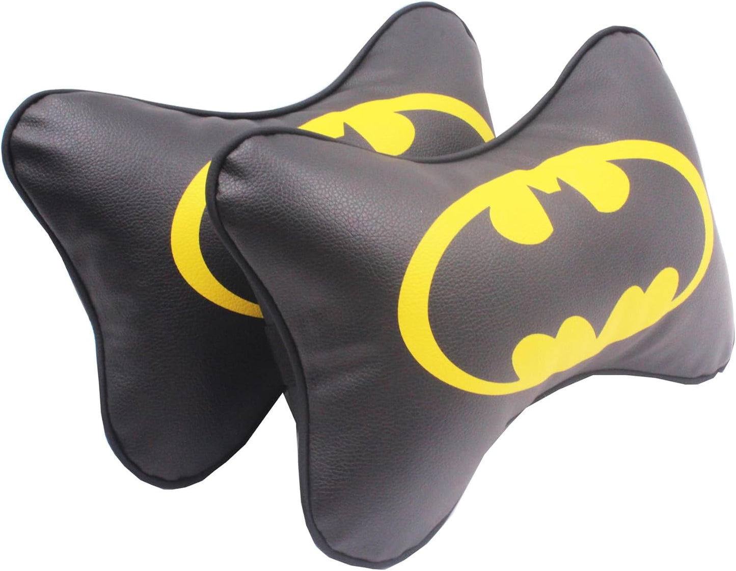 2 Pcs Set Superhero Logo - PU Leather Universal Car Head Neck Pillow for Better Neck Support Driving Comfort Pain Relief Travel headrest Pillows
